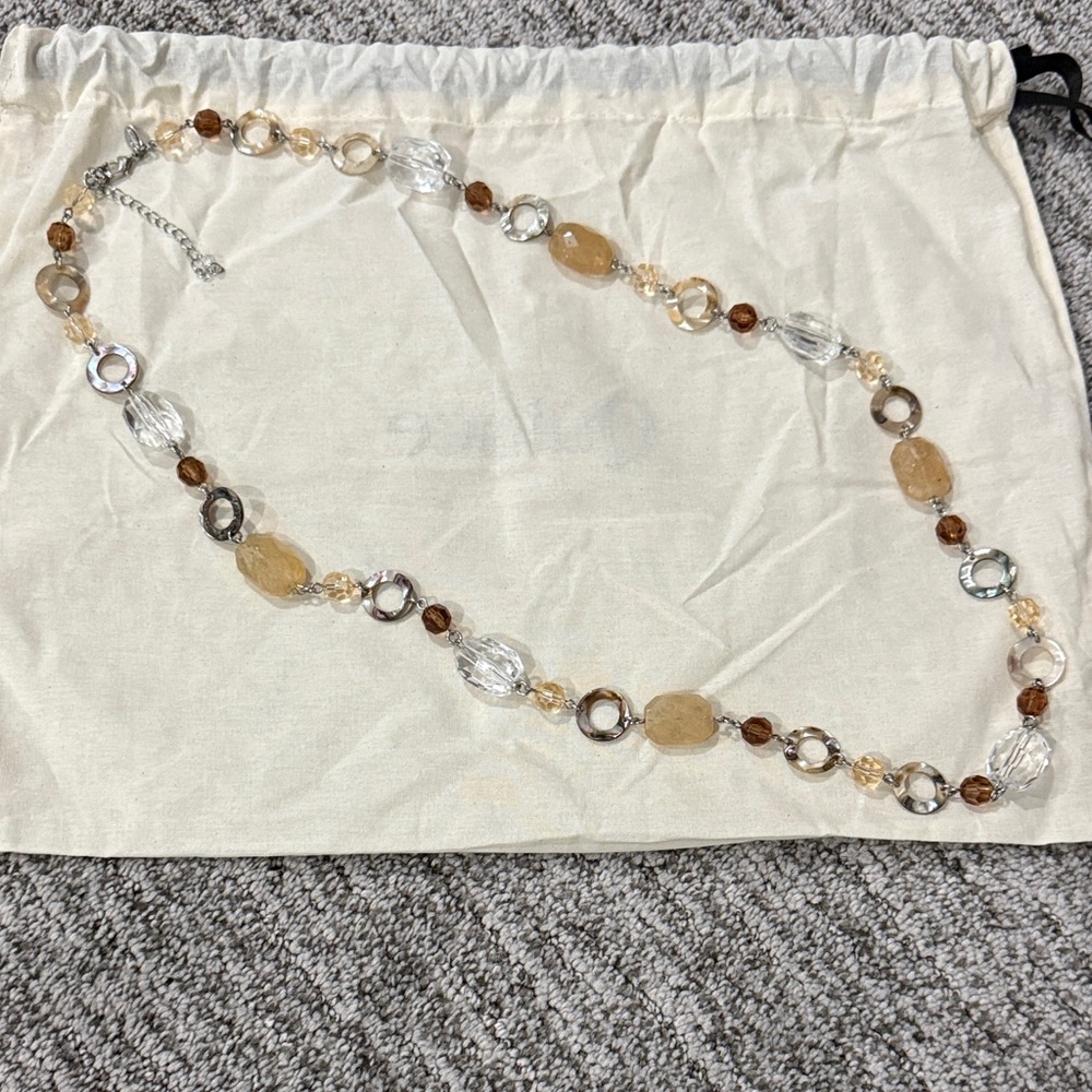 Lia Sophia Gold and Brown Crystal Necklace